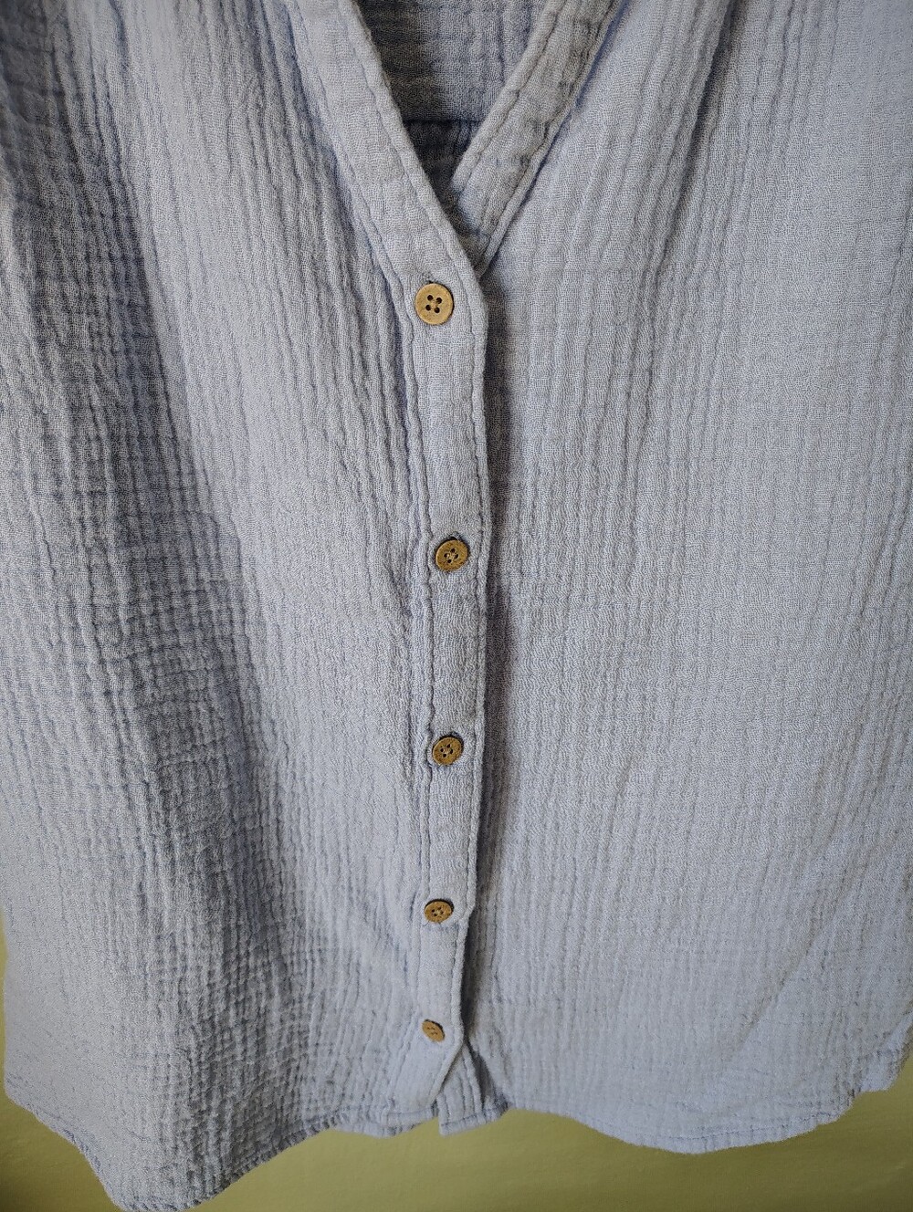 BeachLunchLounge Women's Small 100% Cotton Light Blue Button-Front Top - Picture 5 of 10
